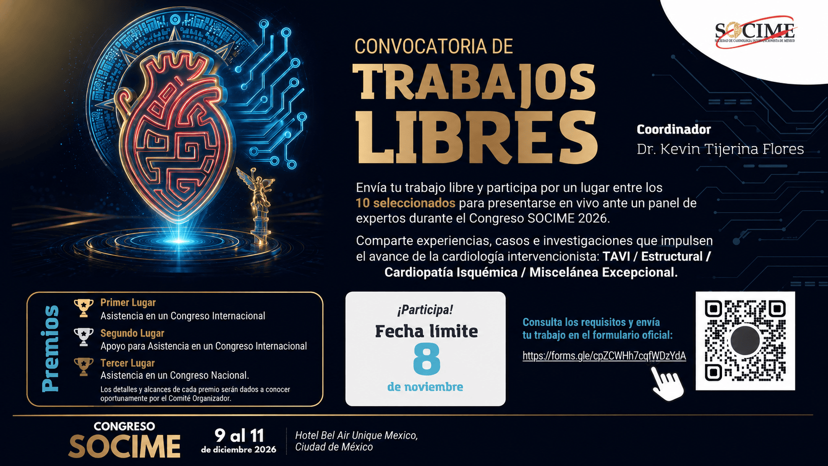 Convocatoria de Trabajos Libres SOCIME 2026: comparte tu experiencia en cardiología intervencionista